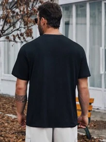 Manfinity Homme Nam Kích thước lớn Slogan In Áo thun - màu đen - Xem 2