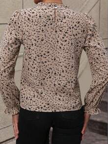 SHEIN LUNE Áo sơ mi dài tay cỡ lớn có in hoa và viền diềm xếp nếp - Nhiều màu - Xem 2