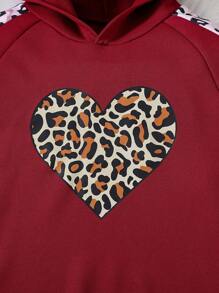 SHEIN Conjunto de 2 piezas con estampado de leopardo para niñas preadolescentes - Rojo - Ver 7