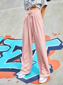 SHEIN Sports 女性束腰帶口袋運動長褲 - 粉色 - 查看 8