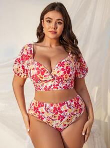 Swim Mod Summer Beach Women's Plus Size All Over Print Bikini Set (Full Body) - Multicolor - View 4