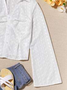 Soleia 純色中空刺繡飛翼袖上衣