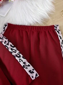 SHEIN Conjunto de 2 piezas con estampado de leopardo para niñas preadolescentes - Rojo - Ver 6