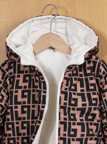 SHEIN Little Girls' Reversible Hooded Padded Coat