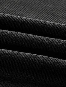 SHEINNeu Của phụ nữ Màu thuần Áo ngoài vai Và Bộ váy - màu đen - Xem 3