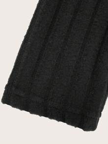 SHEIN Unity 1件女士保暖舒適緊身窗花襯衫,秋冬款 - 黑色 - 查看 4