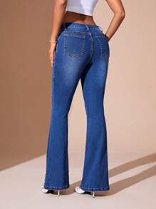 SHEIN BAE Women's Flare Leg Jeans - Blue - View 2