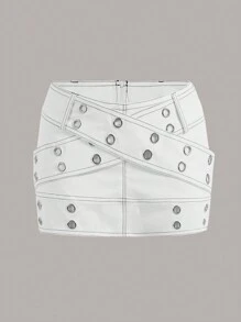 SHEIN ICON Của phụ nữ Eo thấp Váy mini - trắng - Xem 1