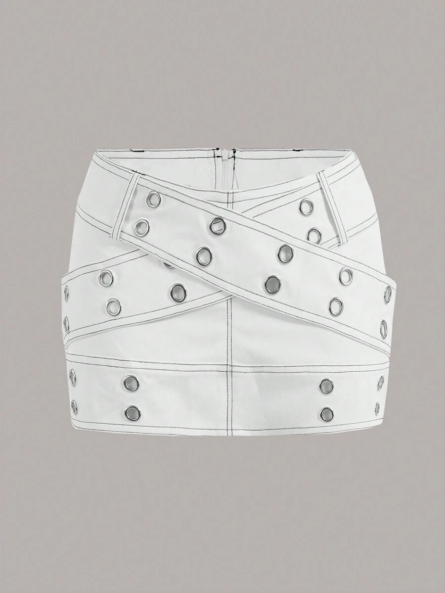 SHEIN ICON Của phụ nữ Eo thấp Váy mini - trắng - Xem 1