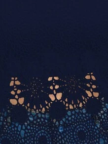 Calvaya Women's Plus Size Lace Round Neck Casual Shirt - Navy Blue - View 8