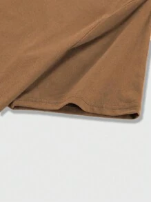 ROMWE MEN Street Life Men's Sculpture And Slogan Printed T-shirt - Brown - View 5