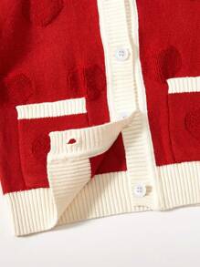 Baby Girls' Contrast Binding Button Front Cardigan - Pink - View 5