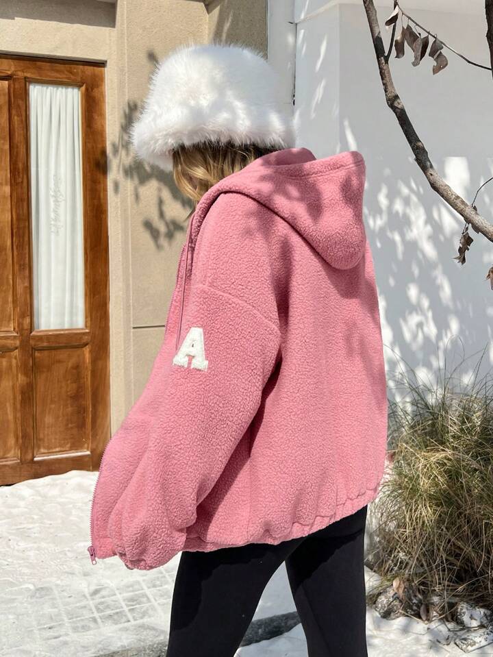 SHEIN EZwear 蓮 ピンク 編み込み レディース フード付き