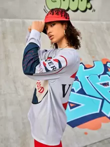 Streetz SHEIN Sport Của phụ nữ Lỏng lẻo phù hợp Tay áo dài Điền kinh Áo thun - Nhiều màu - Xem 6