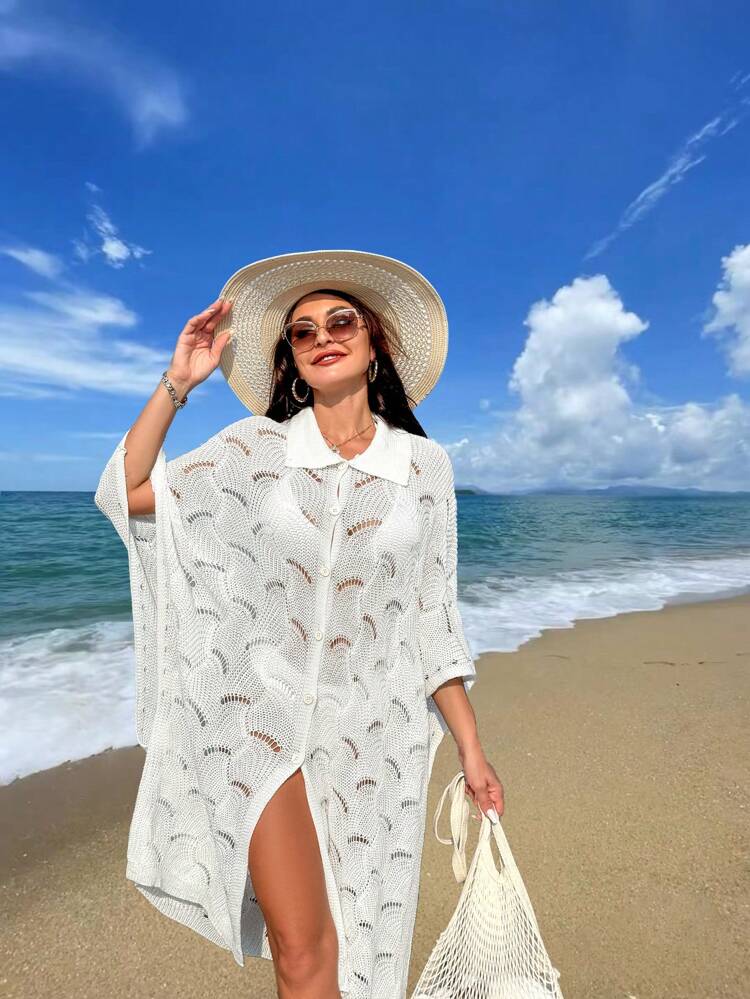 Women's Knitted Hollow Out Kimono Cover-Up Summer