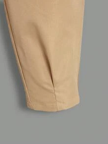 SHEIN 男童舒適休閒直筒褲 - 卡其色 - 查看 5