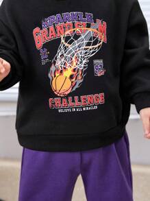 SHEIN Unisex Baby Cartoon Printed Round Neck Long Sleeve Sweatshirt And Trousers Set With Footies - Multicolor - View 5