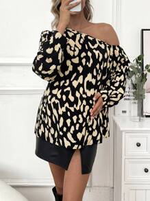 SHEIN 孕婦斜領長袖襯衫 - 黑色 - 查看 2