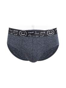 Men's Cartoon & Letter Patterned Elastic Band Briefs ,3 Pcs - Multicolor - View 4