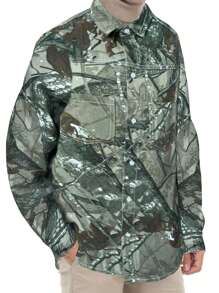 Manfinity EZcore Men's Plant Print Denim Shirt - Multicolor - View 1