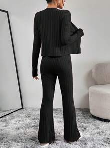 SHEIN Essnce 3 cái/bộ Quý cô màu trơn Sọc - màu đen - Xem 3