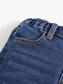 SHEIN Young Boy Midrise Asymmetrical Ripped Jeans For Casual Occasions - Blue - View 6