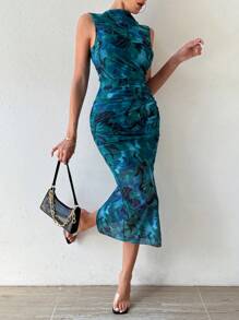 Chiquease Của phụ nữ In hoa Xếp li Váy bodycon - Nhiều màu - Xem 3