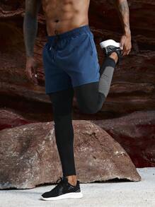 Manfinity Sport Corelite Nam 2 trong1 Quần thể thao Với dây rút Eo & Khối màu Thiết kế - Màu xanh lam - Xem 4