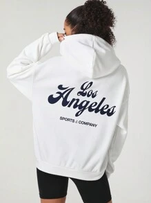 Vitoria Brayner Artist Women's Letter Printed Hoodie, Holiday, Winter, Festival - White - View 2