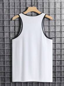 Manfinity Homme Men Colourblock Print Tank Top - Black and White - View 2