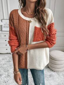 SHEIN LUNE Của phụ nữ Khối màu Thả vai Áo len - Nhiều màu - Xem 1