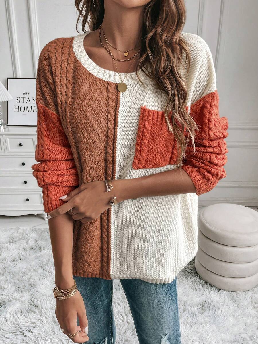 SHEIN LUNE Của phụ nữ Khối màu Thả vai Áo len - Nhiều màu - Xem 1