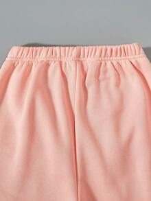 SHEIN Tween 女童休闲街头风格星星刺绣慢跑裤 - 粉色 - 查看 6