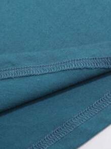 SHEIN 女童休閒蝴蝶和字母印花圓領短袖t恤 - 水鴨藍 - 查看 5