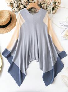 EMERY ROSE 大尺碼拼色開襟針織衫(無扣) - 彩色 - 查看 2