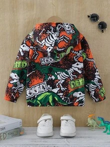 SHEIN 男童休閒恐龍印花長袖連帽夾克 - 彩色 - 查看 2