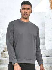 Manfinity Sport Corelite Men's Grey Round Neck Sweatshirt Men Sweatshirt - Grey - View 5