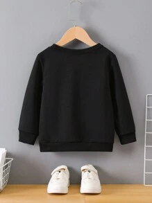Boys' Round Neck Printed Sweatshirt - Black - View 2