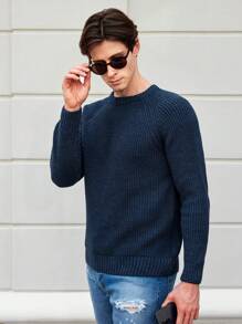 EURMUSE Men Solid Raglan Sleeve Sweater