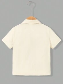 SHEIN Leap Crew 男孩卡通犬和字母印花短袖polo衫