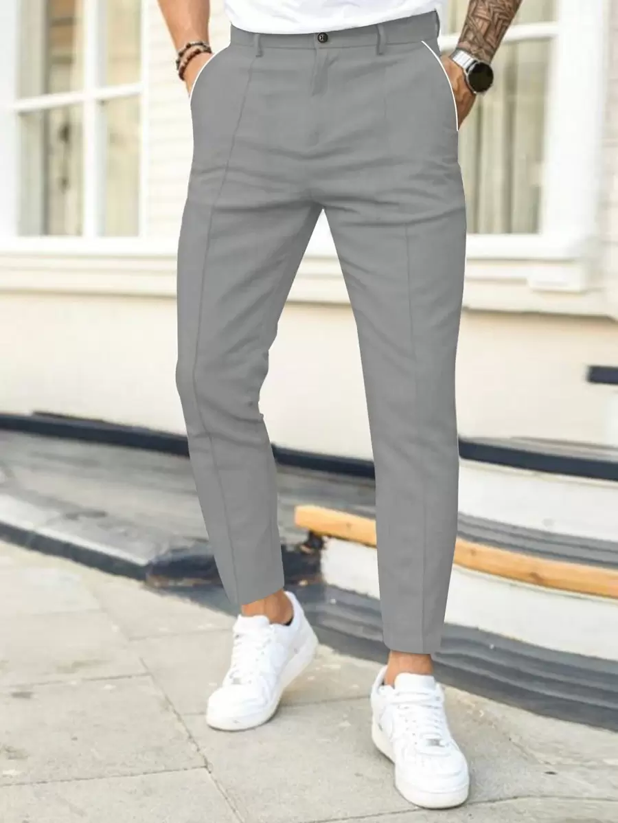 Calvornis Pantalones De Traje Ajustados Para Hombres - Gris - Ver 1