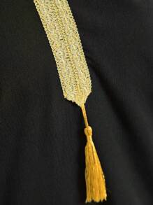 Al Najma 幾何圖案v領寬鬆休閒連衣裙帶拼接