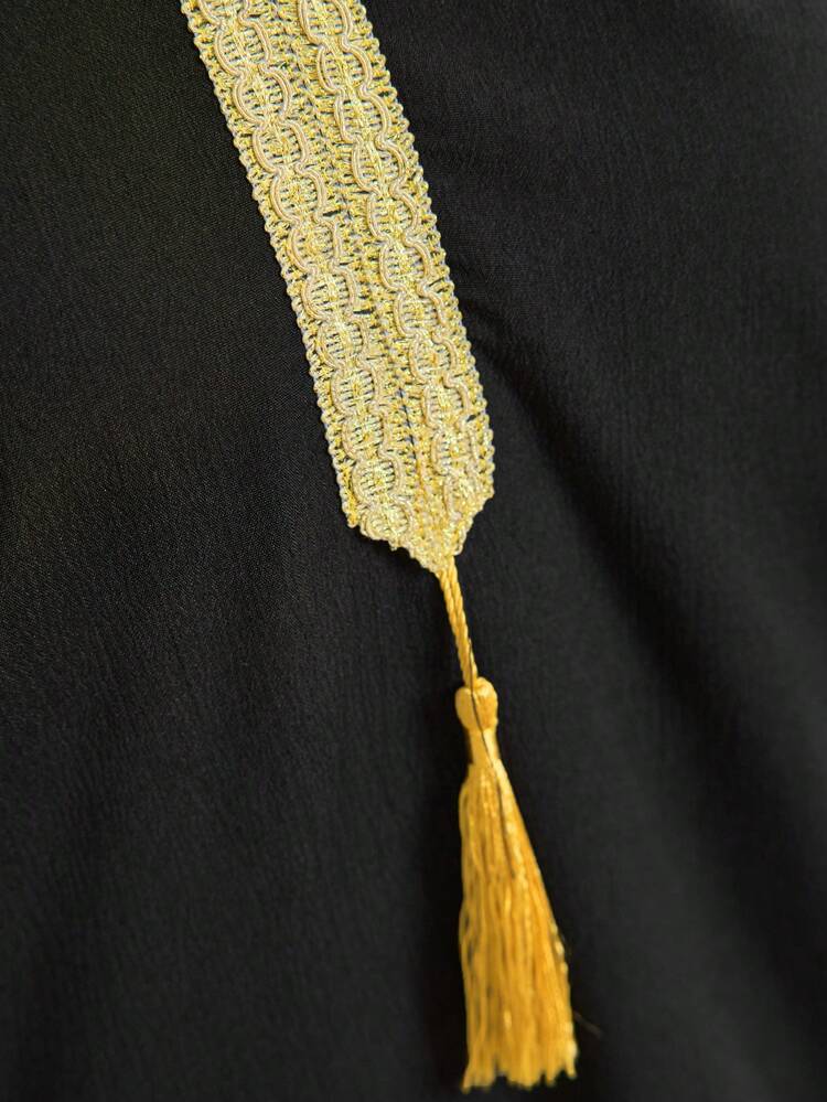 Geometric Pattern V-neck Loose Casual Dress With Patchwork