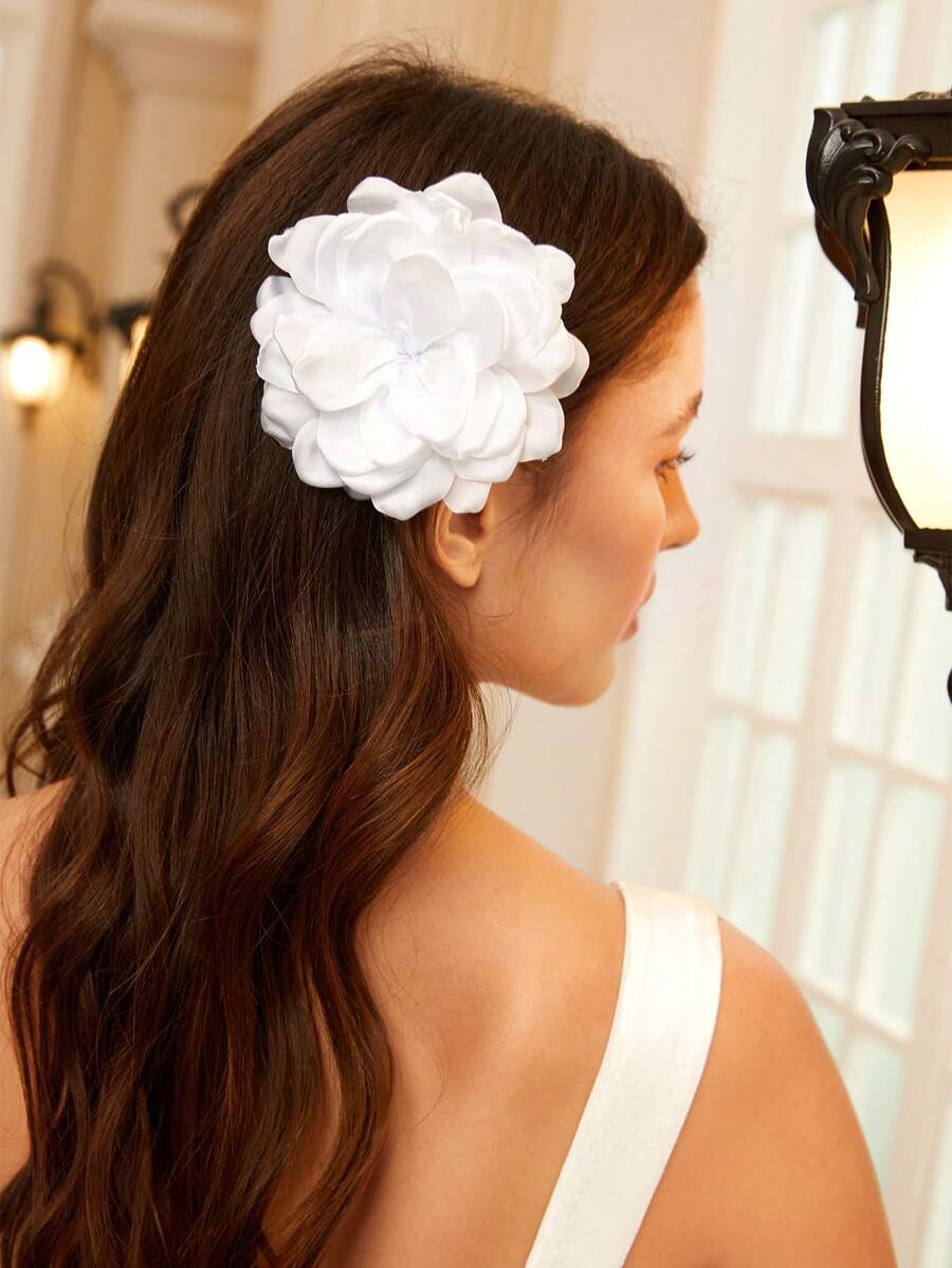 SHEIN Belle White Flower Hair Clip Boho Claw Clips Hair Claws Hair Barrettes - White - View 1