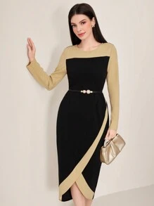 Modelyn Của phụ nữ Trang trí Hem Đầm - màu đen - Xem 1