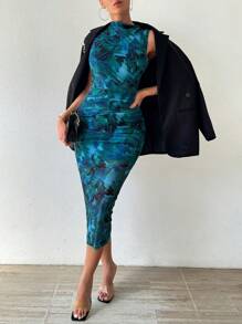 Chiquease Của phụ nữ In hoa Xếp li Váy bodycon - Nhiều màu - Xem 4