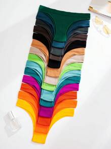 Eraneu 14pcs/set Women's Solid Color Triangle Panties - Multicolor - View 3