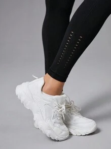 Women's High Waist Tummy Control Seamless Yoga Leggings With Butt Lifting Effect - Black - View 5