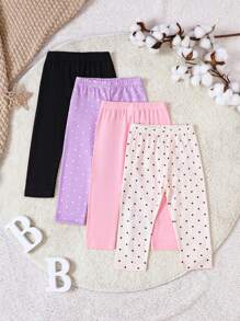 女嬰4入組波點圖案長褲 - 彩色 - 查看 1