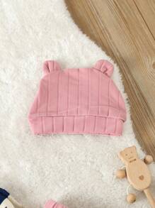 SHEIN 女嬰3入組淺粉色熊熊刺繡設計簡約居家服套裝，包括長褲、長袖上衣和帽裝 - 淺粉色 - 查看 5